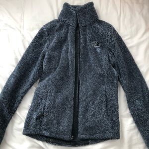North face fuzzy grey jacket